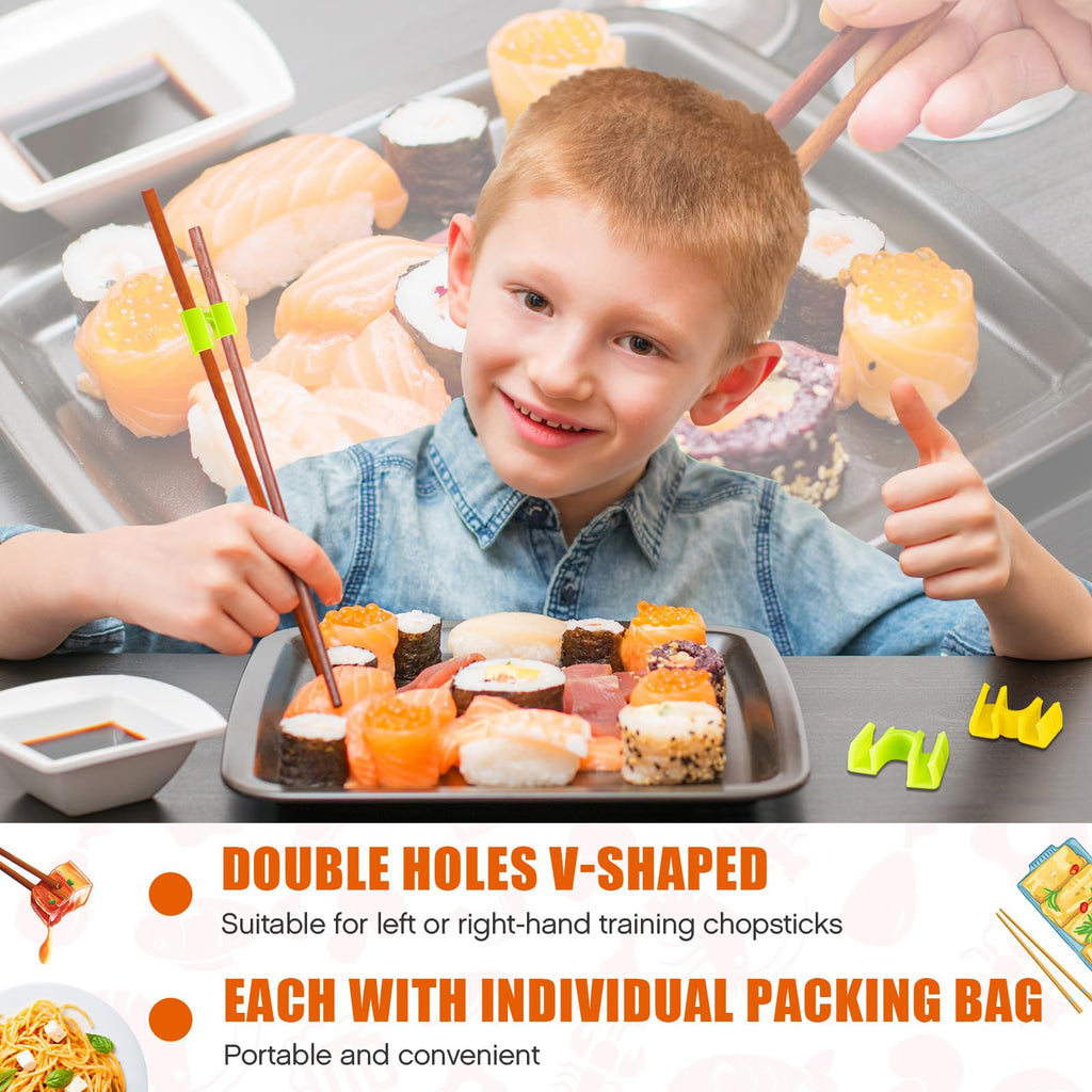Suttmin 500 Pcs Reusable Chopsticks Helper Multicolor Plastic Practice Chopstick Trainer Hinges Connector Training Chinese Chop Non Slip Stick Helper for Adult Learner Beginner