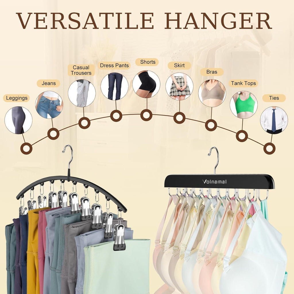 Volnamal Legging Organizer & Bra Hanger - 2-in-1 Space-Saving Closet Storage for 30 Leggings & Bras