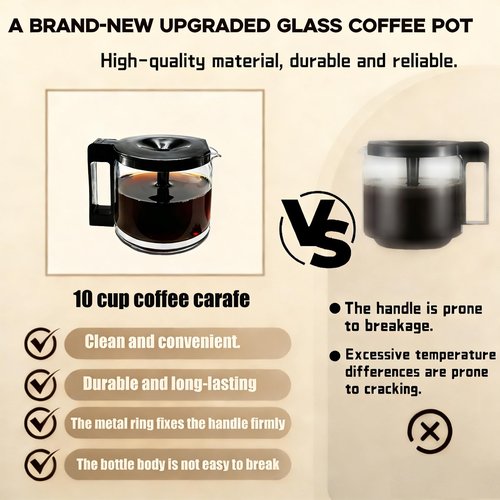 𝟐𝟎𝟐𝟔 𝐔𝐩𝐠𝐫𝐚𝐝𝐞 Carafe Compatible With Technivorm 89830 1.25L Glass Carafe, 10Cup/40oz Coffee Pot Compatible with Moccamaster KBG/KBGV/CDG Model Brewer, External Metal Ring Reinforcement.