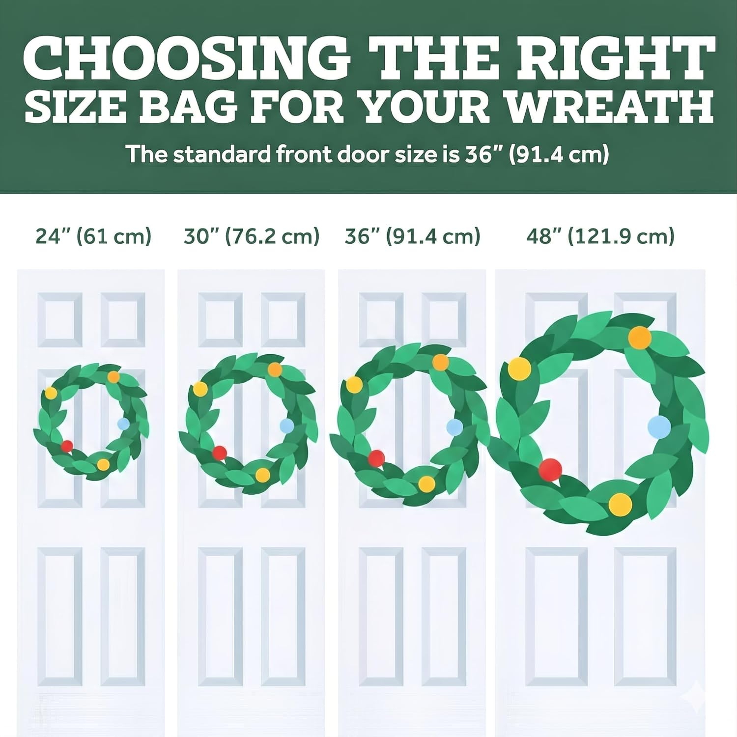ZOBER Oxford Christmas Wreath Storage Container - 48 Inch Waterproof Bag with Dual Zippers & Durable Handles - Black