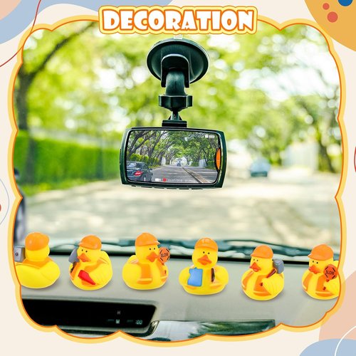 Jexine Rubber Ducks - 24 Assorted Fun Styles for Birthday Parties & Bathtub Play | Construction Theme