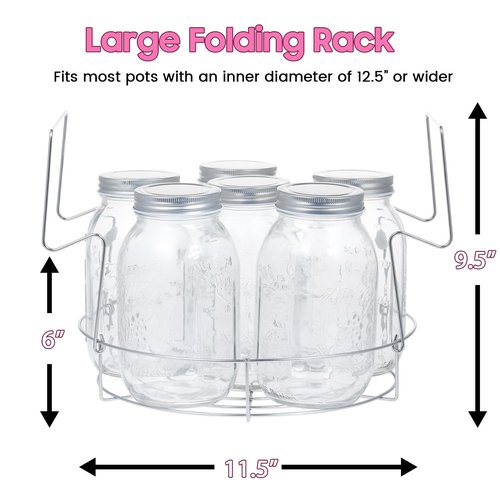 HOMKULA Stainless Steel Canning Pot with Rack and Lid, Large Water Bath Canner, Full Home Canning Supplies Starter Kit, Compatible with Induction and Glass Top Stoves (Pink)