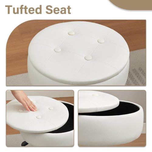 Gitrah Vanity Chair with Wheels Adjustable Vanity Stool with Storage Swivel Vanity Stool for Vanity Rolling Makeup Chair White