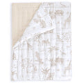 MakeMake Organics Organic Toddler Comforter GOTS Certified Organic Kids Blanket Cotton Infill Tufted - Reversible Ultra Soft Breathable Boys Girls (44"x60", Safari + Solid Oat)