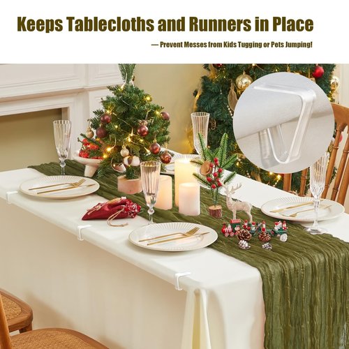 24 Pcs Clear Tablecloth Clips for Indoor Outdoor Tables, Plastic Table Cloth Holder Clips for Thick Tables, Picnic Table Clip Clamps Large