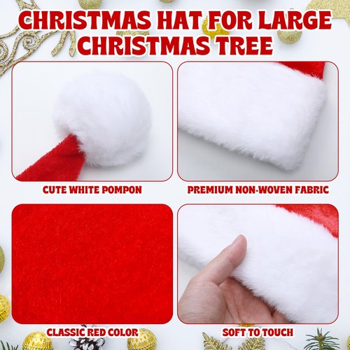 Gejoy 26 x 15 Inch Christmas Tree Topper Large Santa Tree Topper Red Santa Hat Christmas Trees Ornament for Winter Xmas Holidays Party Decorations (Classic)