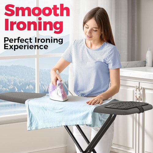 APEXCHASER Compact Ironing Board - Foldable Design with Heat Resistant Cover | 7 Height Adjustable, 13x43 Black