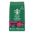 Starbucks Ground Coffee, Dark Roast Hot or Iced Coffee, Decaf Caffè Verona, Six 12 oz Bags