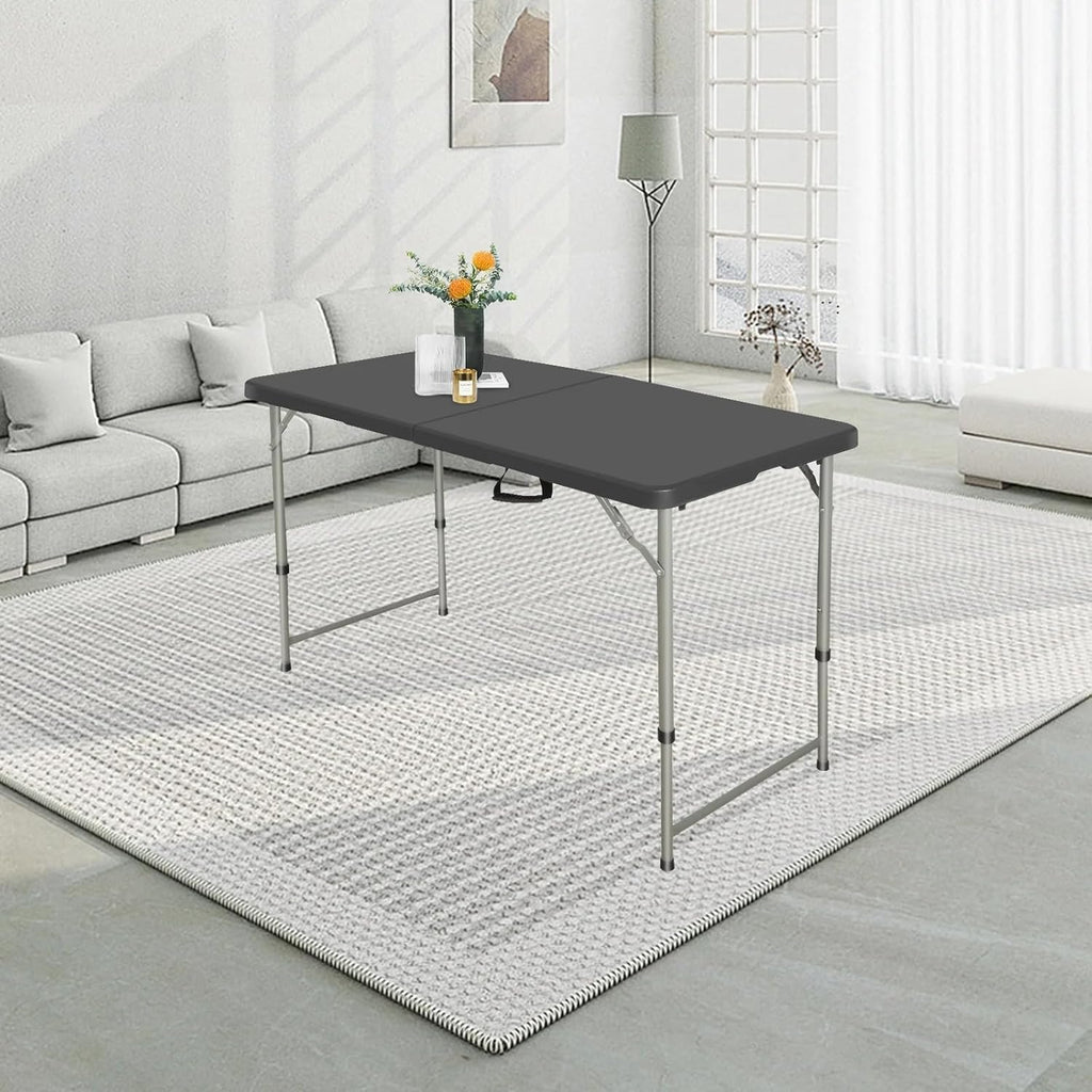 Skiennix 4-Foot Folding Table - Adjustable Height 22-30 Inches | Heavy-Duty Portable Plastic Table for Indoor & Outdoor Use