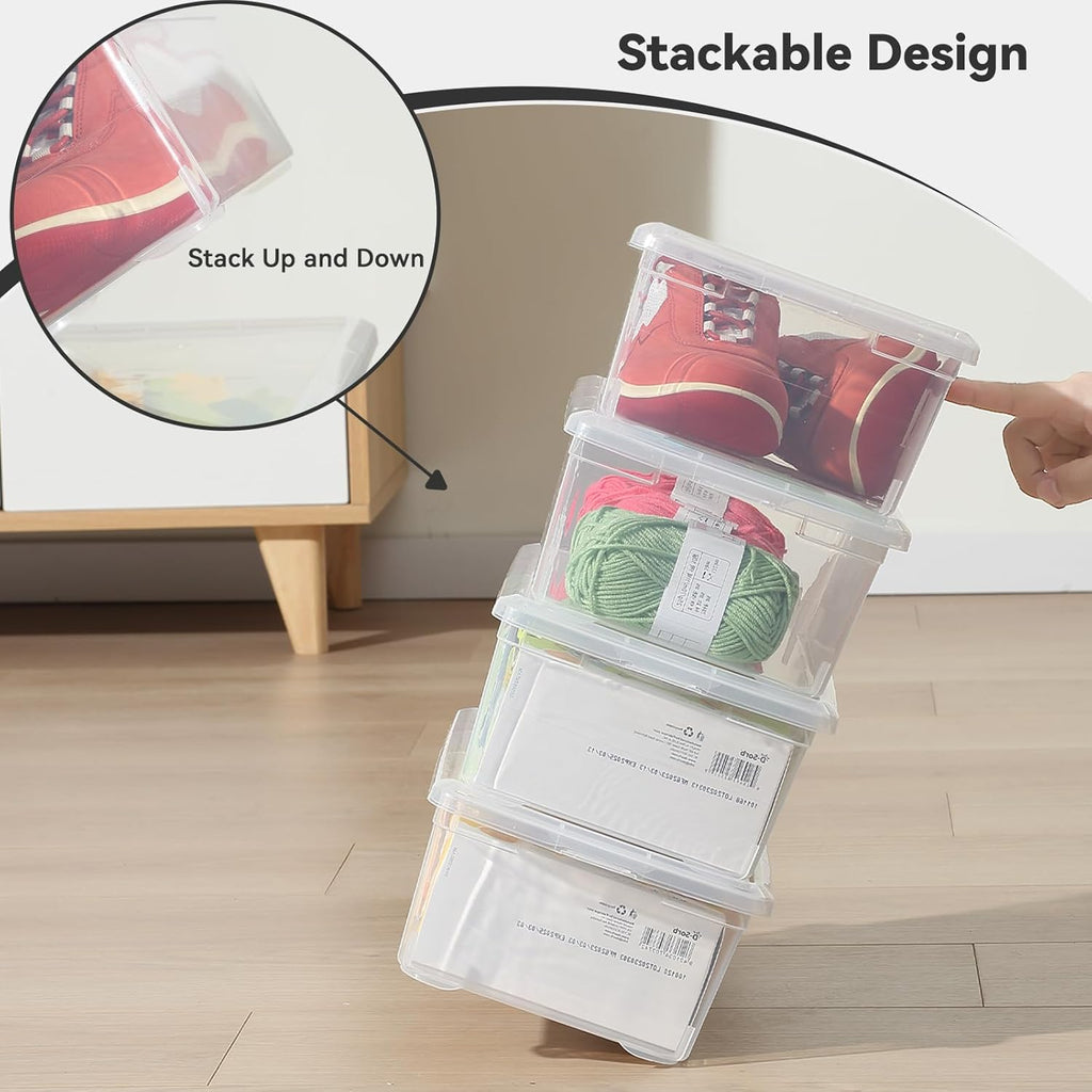Novelinks 6 Quart Clear Plastic Storage Bins - Stackable Organizing Containers with Transparent Lids | 12 Pack