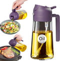 YARRAMATE Glass Olive Oil Sprayer - 16oz Food Grade Premium Spray Bottle for Cooking | 2-in-1 Dispenser (Purple)