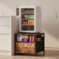 Unionly 180 lb Mini fridge Table with Drawer fridge Shelf, Smal fridge cabinet with storage,Heavy Duty Mini Fridge Standwith Charging Station, 4 Adjustable Feet for Home Kitchen Rustic Brown