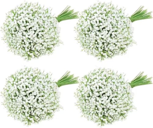 FUBODUN 120-Pcs Baby Breath Artificial Flowers Bulk，Artificial Babys Breath Flowers White Artificial Flowers Gypsophila Decoracion for Wedding Party Home Decoration (120-PCS)