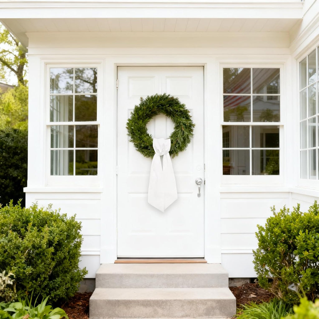Regine Switzerland Christmas Wreath Sash - 10-Piece Winter White Cotton Ribbon Bow for Door Decor