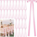 Elegant Wedding Pink Ribbon Bows by 24 Pcs | Large Decorative Sashes for Chairs & Pew Back