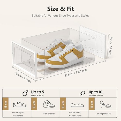 Kuject Shoe Storage Box - Large Crystal Clear Stackable Organizer | Space-Saving 12-Pack for Closet & Entryway