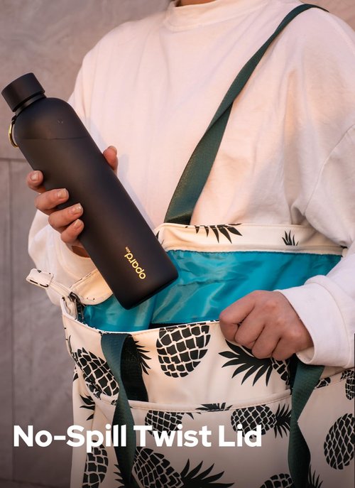 Opard Slim Water Bottle 32oz, Dishwasher Safe Plastic Water Bottle BPA-Free, Leakproof Screw Top, Charcoal Black, Reusable for Travel School Sport Gym Hiking