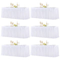 gogoparti Table Skirts for Rectangle Tables 6ft, 6 Pack White Table Covers for 6 Foot Tables Wrinkle Free Stretch Table Cloths with Pleated Skirt Fabric for Banquet, Party, Wedding