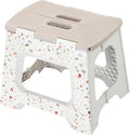 Vigar Foldable Step Stool - Lightweight Non-Slip Design for Adults | 12.5-Inch Grey Terrazzo Pattern, Supports 330 lbs
