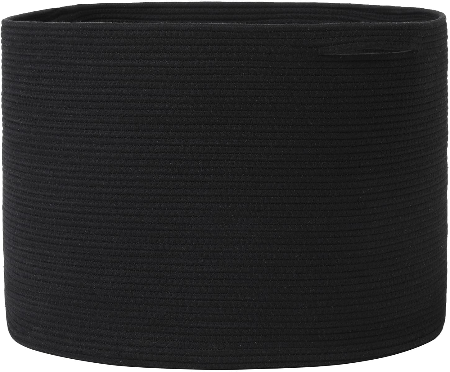 24" x 24" x 17" Max Size Large Cotton Rope Basket, Extra Large Storage Basket, Woven Laundry Hamper, Cloth Storage Bin, for Blankets Clothes Towels Pillows in Living Room, All Black