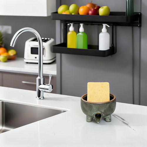 Wowhalolo Soap Dish with Drainage，Ceramic Self Draining bar Soap Holder for Shower，Bathroom，Sink，Kitchen and Countertop，Keeps Bars Dry& Lasts Longer，Avocado Green