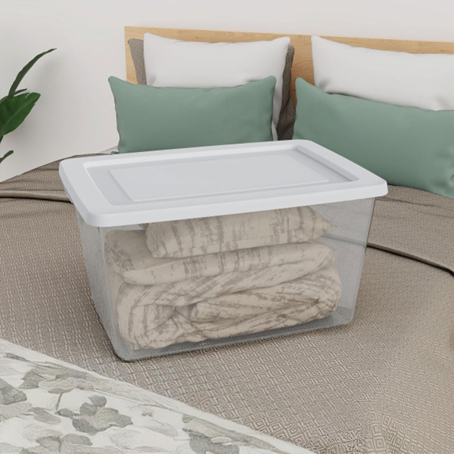 Sterilite 8-Pack Storage Bins - Clear Heavy-Duty Plastic Containers with Lids | 58 Quart for Organizing