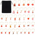 Qumenan 36 Pcs Valentines Wine Glass Charms Stem Glasses Markers for Cocktail Tasting Party Favors Decorations Supplies