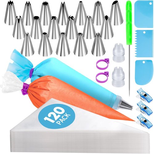 130 Pcs Decorating Kit by [Brand Name] - Piping Bags, Tips & Accessories for Cake Decorating | 12 Inch Bags