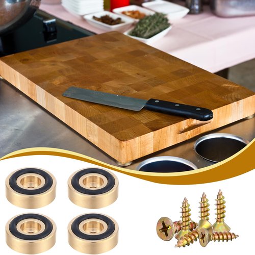 Yaocom 4 Pcs Brass Cutting Board Feet with Nonslip Pads 1. 18 x 0. 39 Inch Board Feet Legs with Silicone Rubber and Screws Kit for Kitchen Unfinished Cutting