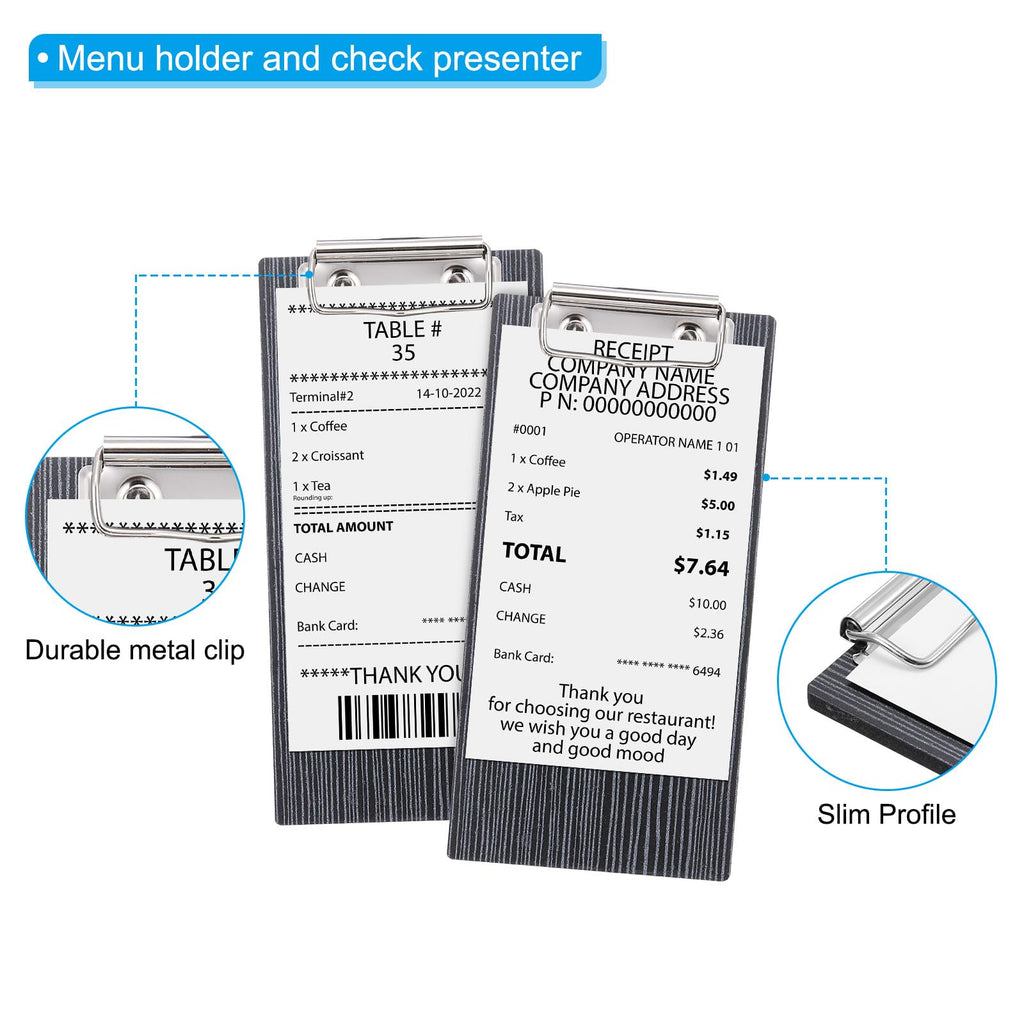 PATIKIL Check Presenters for Restaurants, 30Pcs Mini Clipboard Wood Check Holder Half Page Menu Holder for Restaurant Cafe Waitress Guest Check Server, Gray