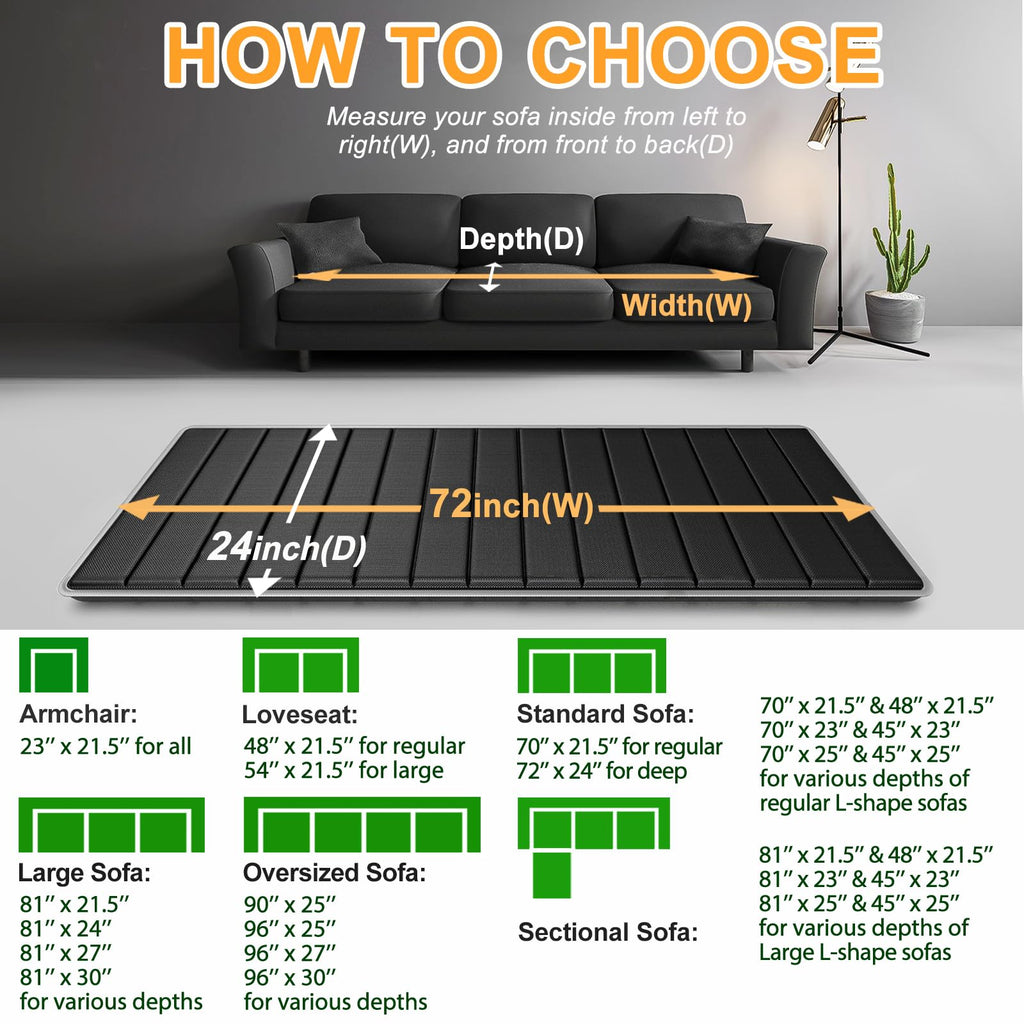 LAVEVE Heavy Duty Couch Cushion Support Board for Sagging Sofa, 24''x72'' Extra Thick Solid Wood Under Couch Insert with Anti-Slip Dots, Repair Sagging Spring Sofa