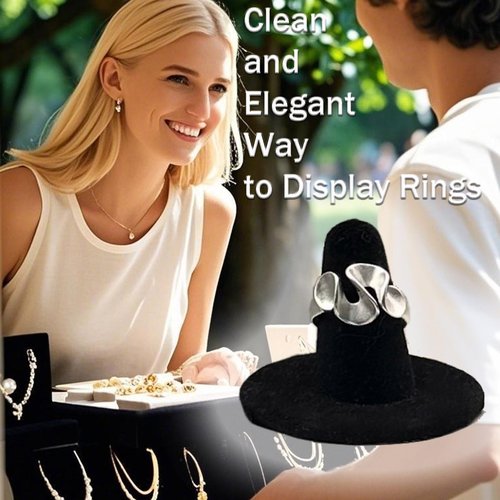 Black Velvet Ring Display Stand, 10PCS Ring Holder and Organizer, Jewelry Display Stand for Storage