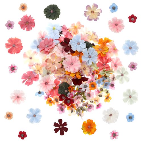 Mini Artificial Flowers for Decoration, 120 Pieces Small Fabric Silk Flowers Fake Wildflowers Garland Decoration Multicolor Rose Daisy Peony Flowers Heads for Home Wedding DIY Crafts Decoration