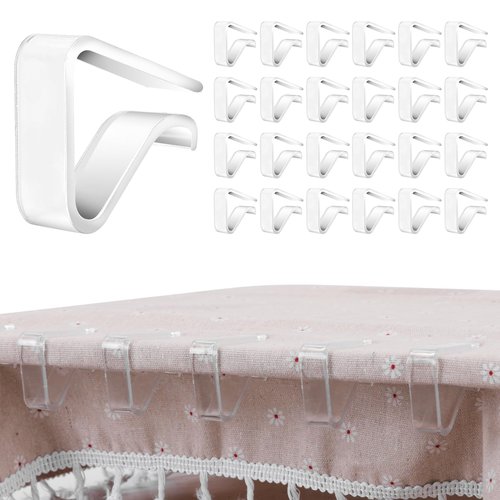 24 Pieces Clear Tablecloth Clips, Durable Plastic Table Cover Holders, Windproof Transparent Clamps for Securing Tablecloths Indoor Outdoor Party, Wedding, Christmas Event, Picnic, Camping (24, Large)