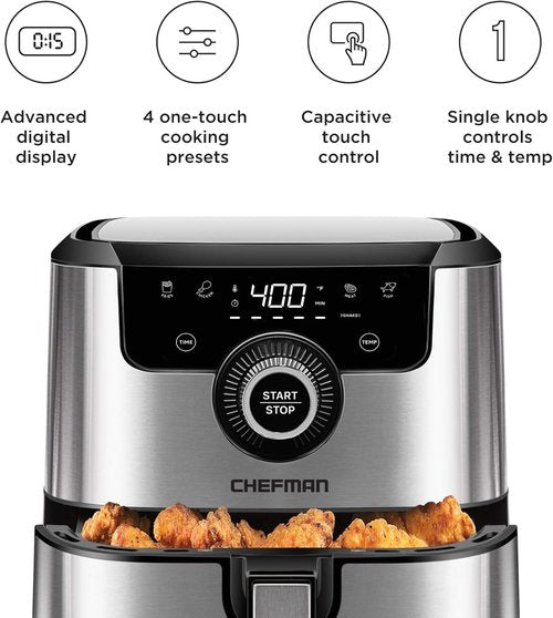 CHEFMAN Air Fryer - 4.5 Qt Healthy Cooking with Dual Control Temperature & Nonstick Basket | Dishwasher Safe