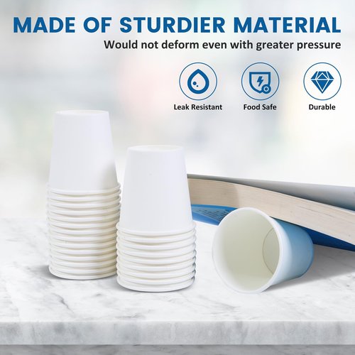 MOUMOULIFE 200 Count 3oz Disposable Paper Cups, Bathroom Mouthwash Cups, Leak-Free Food Safe Small White Paper Mini Cups for Bathroom