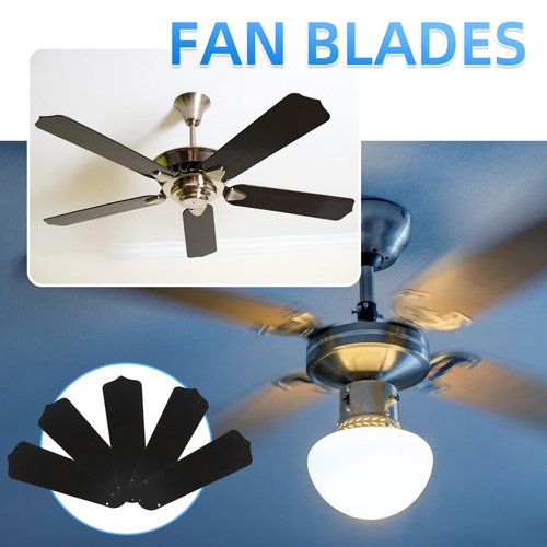 Stuffygreenus 10 Pcs 16 1/2" Ceiling Fan Blades for 42" Fan Replacement Blades Waterproof Ceiling Fan Blades Replacement Wooden Fan Blades for Summer Broken Blade Substitution Replacing (Black)