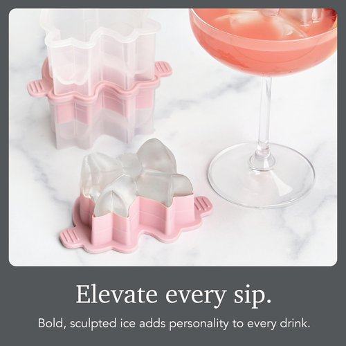 Tovolo Bow Ice Mold Pack of 2 Pink Holiday Bow Shaped Ice Cube Molds for Cocktails, Festive Ice Mold Christmas Stocking Stuffer for Adults, Slow Melting Dishwasher Safe BPA Free Holiday Ice Molds
