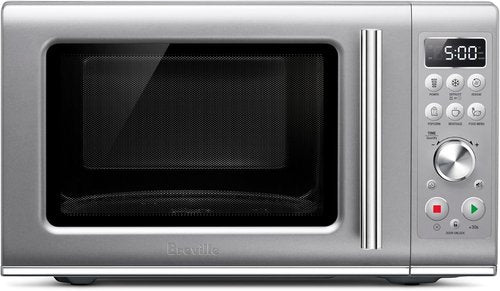 Breville BMO650SIL Microwave Oven - Compact Wave Design with Soft Close Feature | Silver Finish