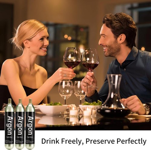 Argon Capsules for Wine Preservation Systems – Compatible with Wine Saver & Dispenser – Long-Lasting Freshness for Wine Freshness & Storage (3 Pack)