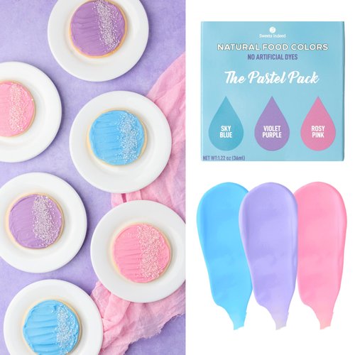 Dye Free Food Coloring Set – 3 Bottles (Blue, Purple & Pink) 1.22 fl oz | All Natural, Free from Artificial Dyes | For Frosting, Baking, Icing & Desserts (Pastel, 3 pack)