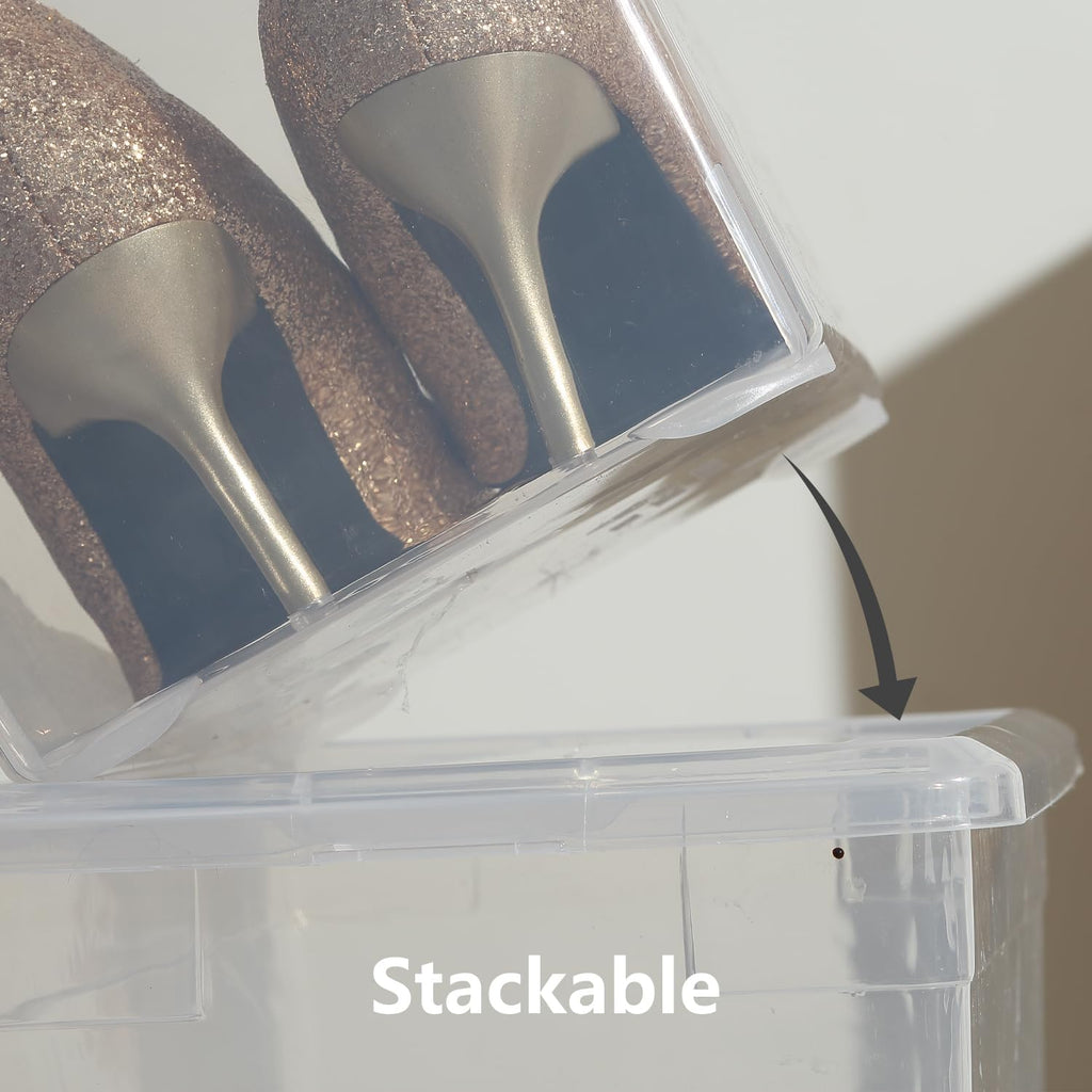 Novelinks 12-Pack Plastic Storage Bins - Stackable 6QT Clear Containers with Lids for Home & Office Organization