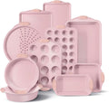Country Kitchen Nonstick Bakeware Set - Heavy Duty & Easy Release, 10-Piece Pink Collection