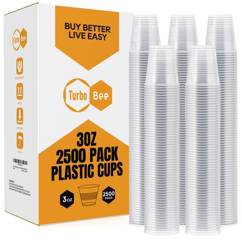 Turbo Bee 2500Pack 3oz Plastic Cups,Disposable Mouthwash Cups,3 Ounce Small Tumblers Ideal for Drinking Tasting, Food Samples