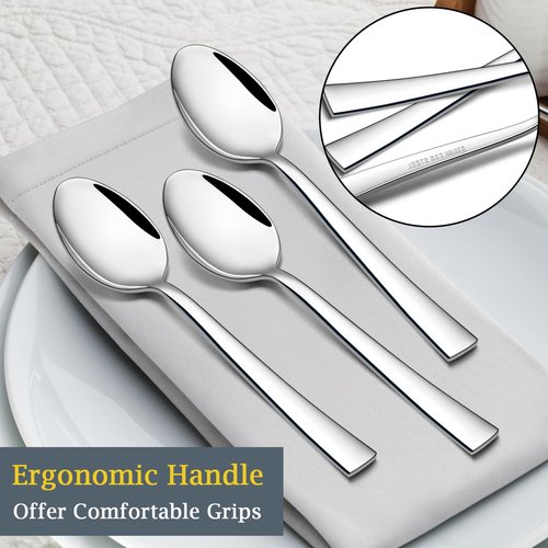 P&P CHEF Teaspoon Set (12 Pieces), 6.7" Stainless Steel Mini Tea Spoons, Premium Stirring Silverware, Kitchen Dessert Coffee Spoon Set, Mirror Finish & Dishwasher Safe