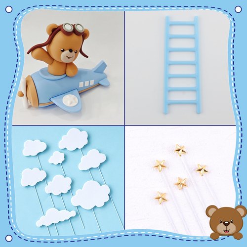 LaVenty Blue Airplane Cake Topper Airplane Cake Decorations Plane Cake Topper for Time Flies 1st Birthday Decorations Airplane Birthday Baby Shower Decorations