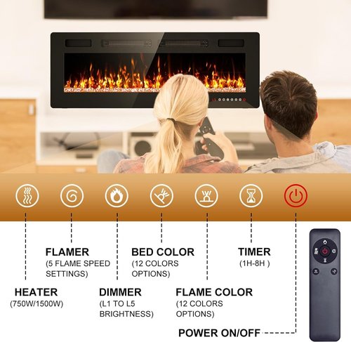 AWO Replacement Remote Control Compatible for R.W.Flame Recessed and Wall Mounted Electric Fireplace Compatible with Antarctic Star,Eueiriup,Bossin Fireplace