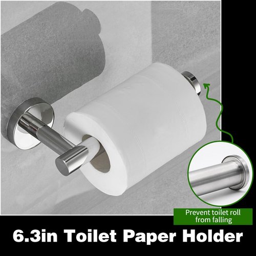 10pcs Brushed Nickel Bathroom Hardware Set, Including 2pcs 24in Retractable Hand Single Towel Bar with 2pcs Toilet Paper Holders, 2pcs Towel Rings 4pcs Multifunctional Robe Hooks