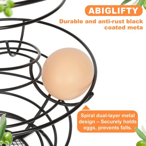Abiglifty Spiral Metal Egg Holder Countertop, Fresh Egg Holder Countertop,Egg Storage for Countertop, Spiral Egg Storage Display Rack for Kitchen,Farmhouse