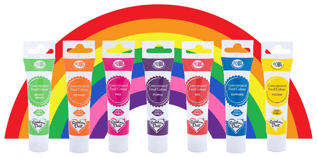 RAINBOW Dust ProGel Icing Colour Paste Gel Food Colouring Sugarcraft Set - 7 PK